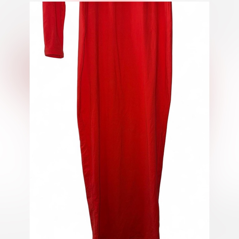 SKIMS Fits Everybody Crew Neck Long Sleeve Maxi Dress Medium Poppy Bodycon - Picture 5 of 8